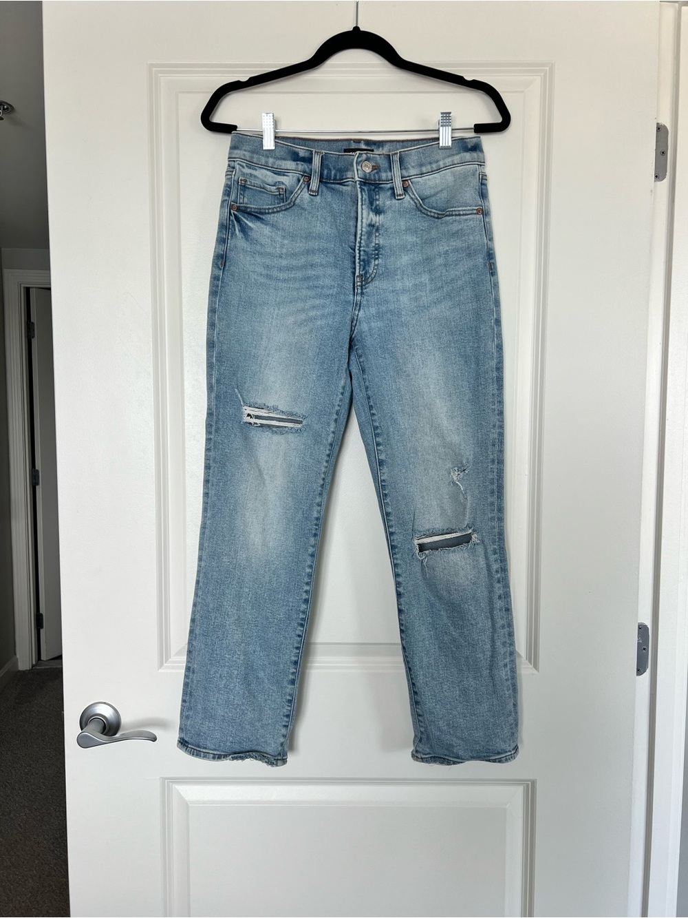 Express Light Blue Straight Ankle Jeans